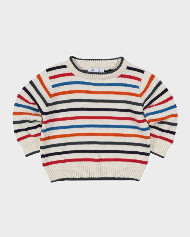 Boy's Raised Stripe Cotton Sweater, Size 12M-